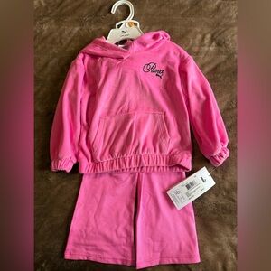 Puma Vibrant Pink Velour Hoodie and Flare Pants Girls 12M NWT